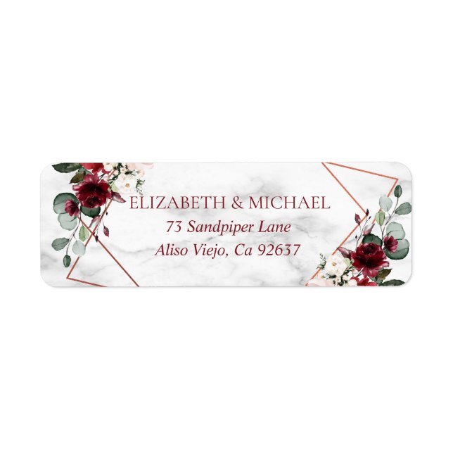 Etiqueta Dirección de devolución de mármol de borgoña geomé (Frente)