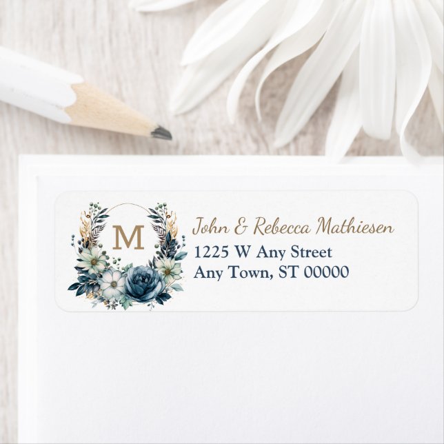 Etiqueta Dirección de devolución de monograma de la guirnal (In situ)