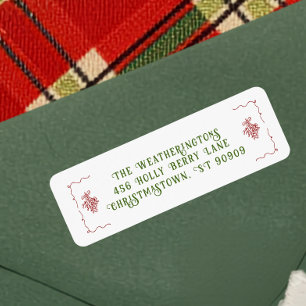 Etiqueta Dirección de devolución de Navidad con muérdago di