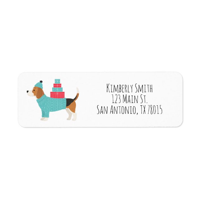 Etiqueta Dirección de devolución de Navidad de Beagle  (Frente)