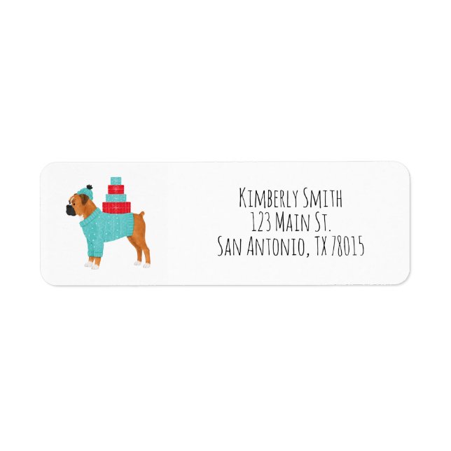 Etiqueta Dirección de devolución de Navidad de Boxer  (Frente)