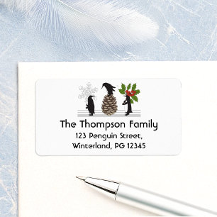 Etiqueta Dirección de devolución de Navidad de pingüino div