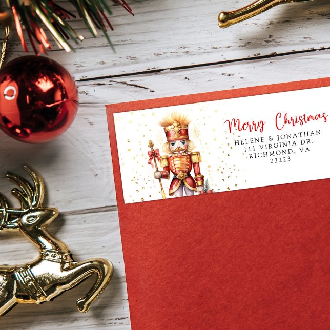 Etiqueta Dirección de devolución de navidad para el cazador (Nutcracker Merry Christmas Return Address Label
)