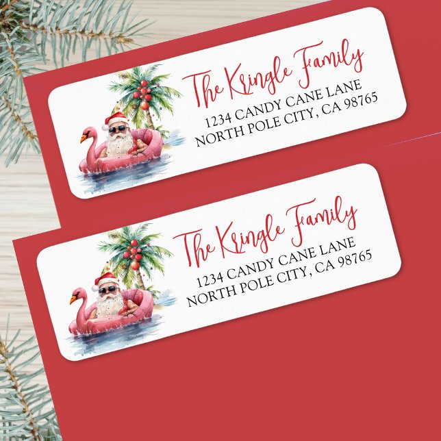 Etiqueta Dirección de devolución de Navidad Tropical (Tropical Christmas Return Address label )