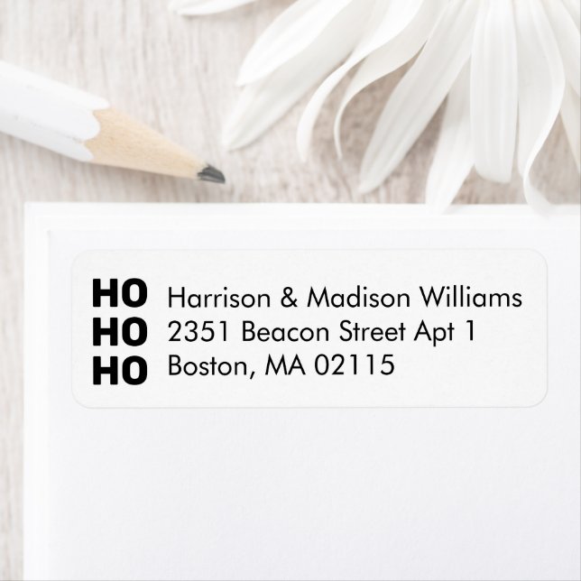 Etiqueta Dirección de devolución de Navidades blancos negro (In situ)