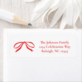 Etiqueta Dirección de devolución de Navidades de arco rojo