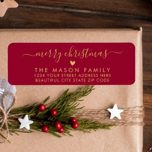 Etiqueta Dirección de devolución de Navidades de corazón de