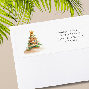 Etiqueta Dirección de devolución de Navidades de playa trop
