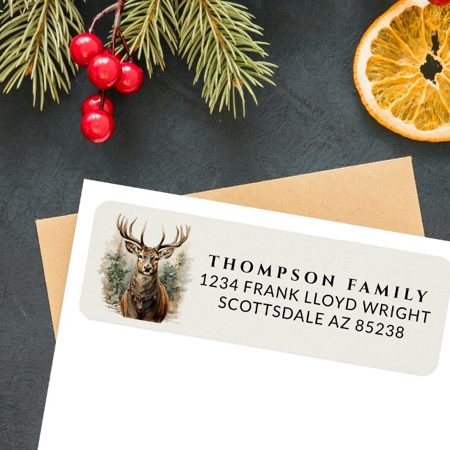 Etiqueta Dirección de devolución de Navidades de venado de  (Subido por el creador)