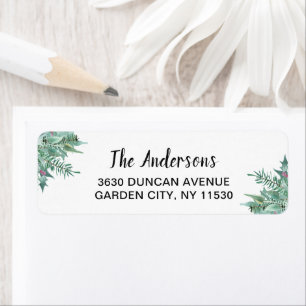 Etiqueta Dirección de devolución de Navidades de Watercolor