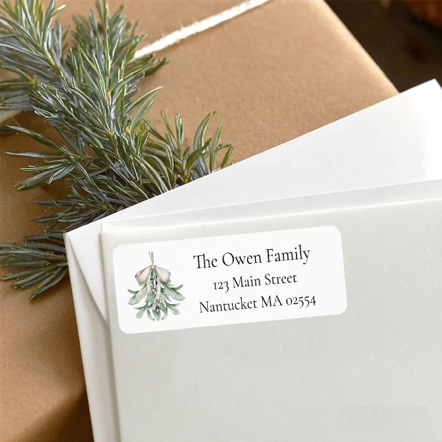 Etiqueta Dirección de devolución de navidades Mistletoe (Mistletoe Christmas return address label)
