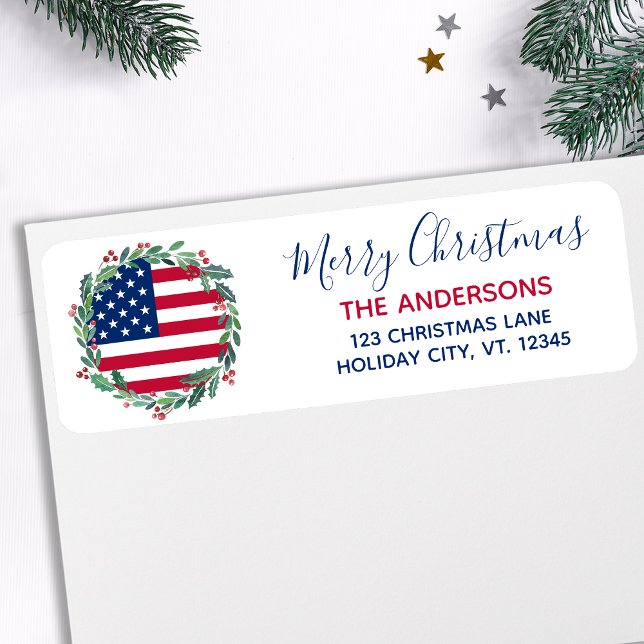 Etiqueta Dirección de devolución de Navidades patrióticos d (Subido por el creador)