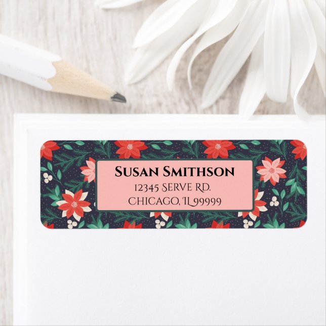 Etiqueta Dirección de devolución de Navidades rojos y blanc (In situ)
