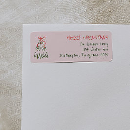 Etiqueta Dirección de devolución de Navidades rosados de ép