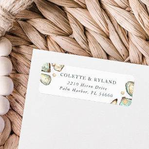 Etiqueta Dirección de devolución de ostión y perla acuarela
