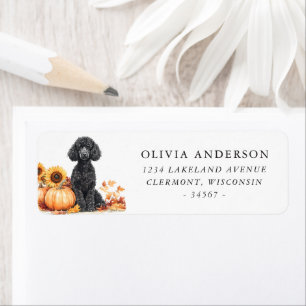 Etiqueta Dirección de devolución de otoño de cute Poodle