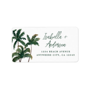 Etiqueta Dirección de devolución de palma de color de agua