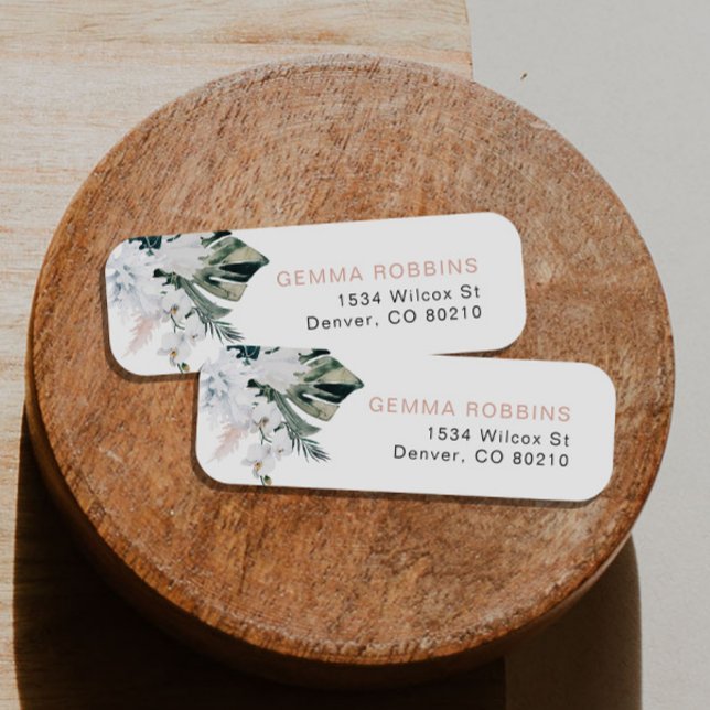 Etiqueta Dirección de devolución de pampas de palma tropica (Subido por el creador)