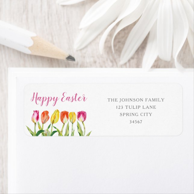 Etiqueta Dirección de devolución de Pascua de tulipanes col (In situ)