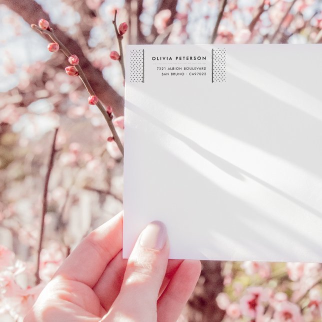 Etiqueta Dirección de devolución de patrón geométrico moder (Subido por el creador)