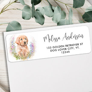 Etiqueta Dirección de devolución de perrito floral Golden R
