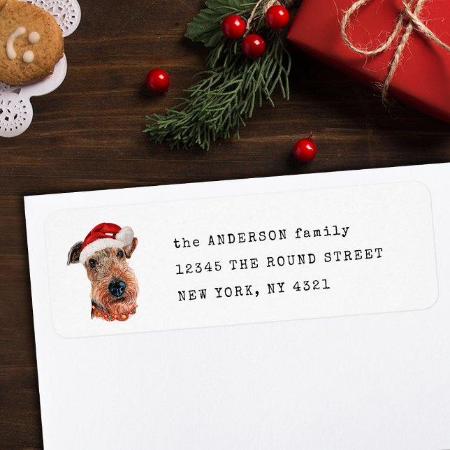 Etiqueta Dirección de devolución de perro de Navidad lindo  (Subido por el creador)