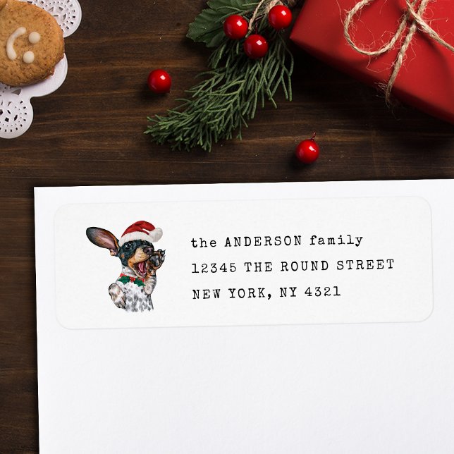 Etiqueta Dirección de devolución de perro salpicado negro y (Subido por el creador)