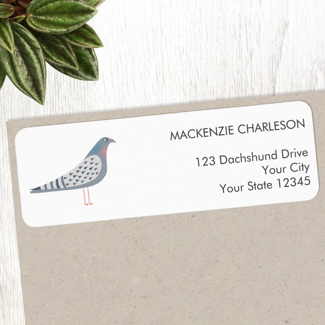 Etiqueta Dirección de devolución de pichón (Fun homing pigeon bird themed personalized return address sticker label)