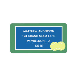 Etiqueta Dirección de devolución de pista de tenis azul y v