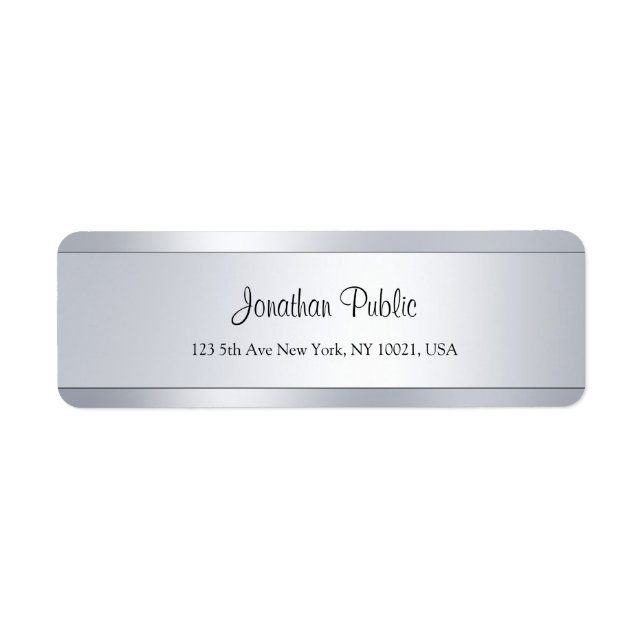 Etiqueta Dirección de devolución de plantilla de plata con  (Frente)