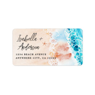 Etiqueta Dirección de devolución de playa de color acuático