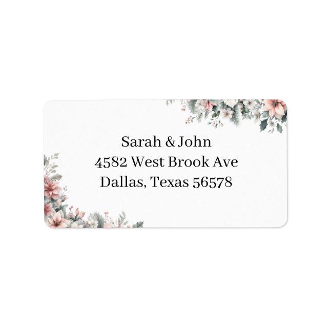 Etiqueta Dirección de devolución de Poinsettia rosa (Frente)