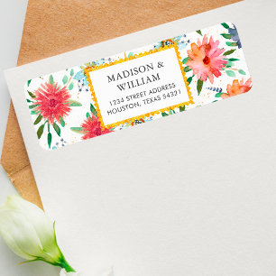 Etiqueta Dirección de devolución de RSVP de boda de flores