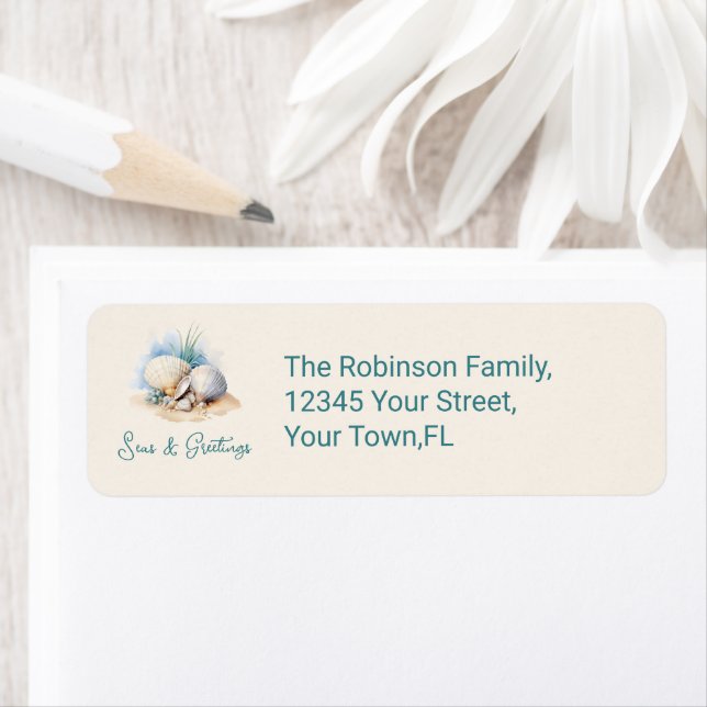 Etiqueta Dirección de devolución de saludo y mar de Navidad (In situ)