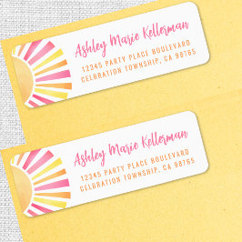 Etiqueta Dirección de devolución de sol rosa brillante