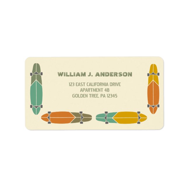 Etiqueta Dirección de devolución de tableros de patines de  (Frente)