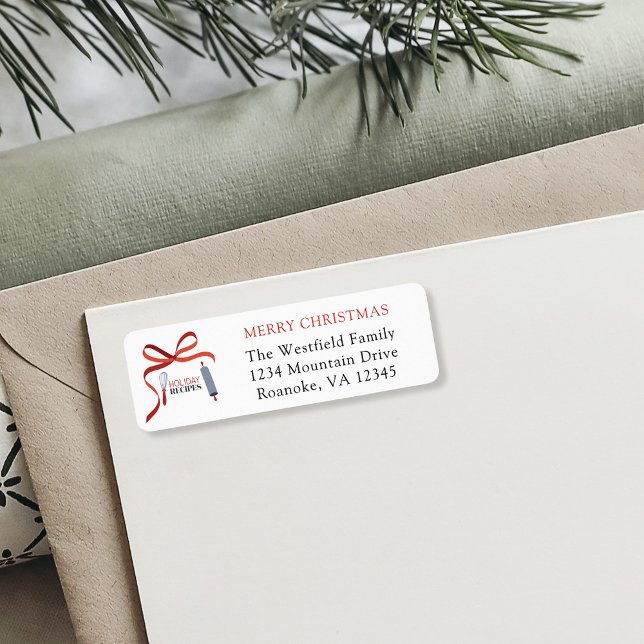 Etiqueta Dirección de devolución de tarjetas de Navidades d (Holiday Recipes Christmas Card Return Address Label)