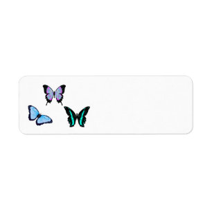 Etiqueta dirección de devolución de tres mariposas