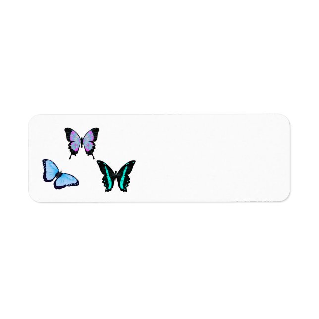 Etiqueta dirección de devolución de tres mariposas (Frente)
