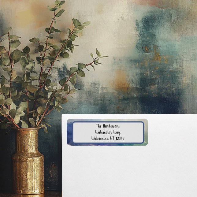 Etiqueta Dirección de devolución de vacaciones azules (watercolor Return Address Label )