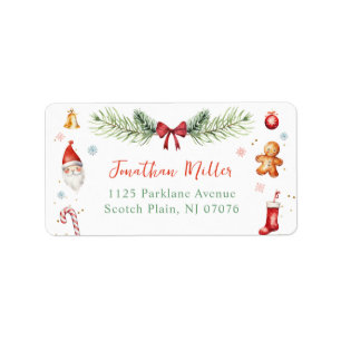 Etiqueta Dirección de devolución de vacaciones de Santa Gin