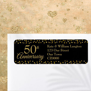 Etiqueta Dirección de devolución del 50 aniversario de boda