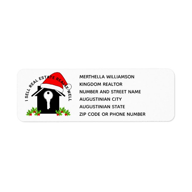 Etiqueta Dirección de devolución del agente inmobiliario de (Frente)