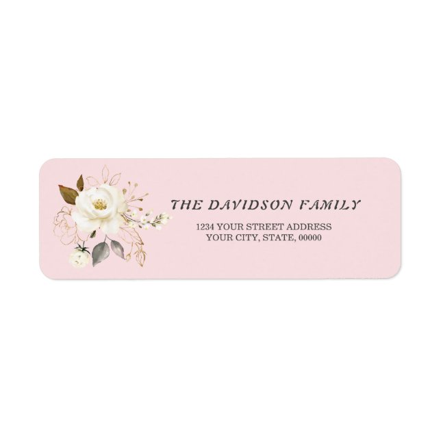 Etiqueta Dirección de devolución del bautismo floral Charm  (Frente)