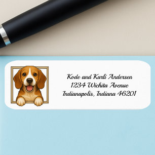 Etiqueta Dirección de devolución del Beagle Feliz