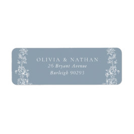 Etiqueta Dirección de devolución del Boda azul floral blanc