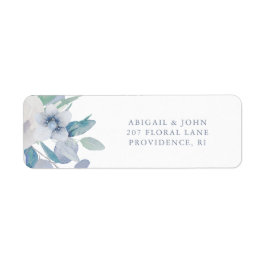 Etiqueta Dirección de devolución del Boda blanco floral azu