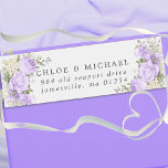 Etiqueta Dirección de devolución del Boda buho morado flora<br><div class="desc">Diseñado para coordinar con el conjunto de invitaciones Violette,  esta etiqueta de dirección de retorno incluye rosas púrpura y flores de hidrangea blancas.</div>