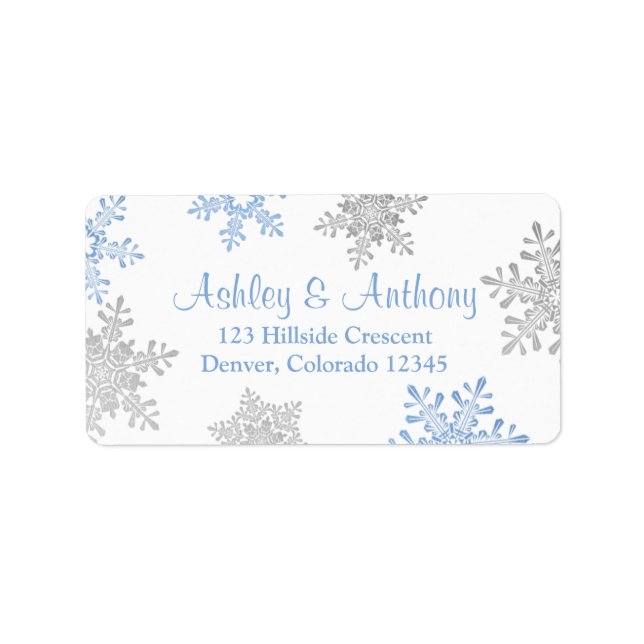 Etiqueta Dirección de devolución del Boda de copo de nieve  (Frente)