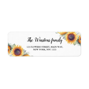 Etiqueta Dirección de devolución del Boda de girasol person